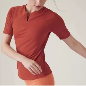 Athleta 3/4 Sleeve Sunchaser UPF Top in Muted Red, size Medium